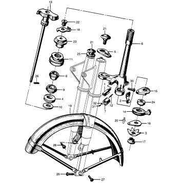 STEERING STEM + FRONT FENDER