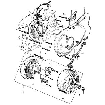 POINTS + LEFT CRANKCASE COVER