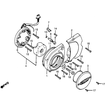 LEFT CRANKCASE COVER + ALTERNATOR 80