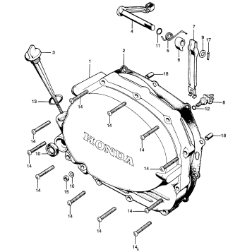 RIGHT CRANKCASE COVER + CLUTCH LEVER