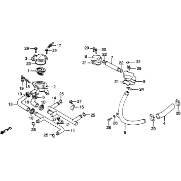 WATER PIPE + THERMOSTAT