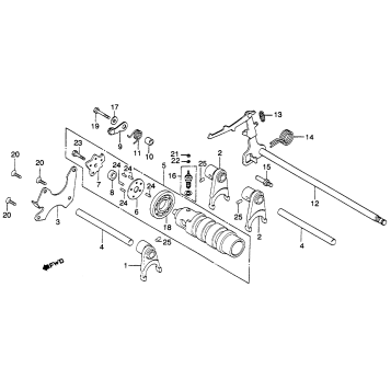 GEARSHIFT DRUM + GEARSHIFT ARM