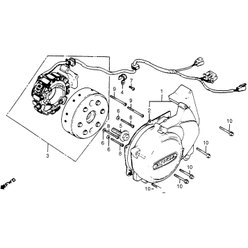 CM400C/TLEFT CRANKCASE COVER + ALTERNATOR