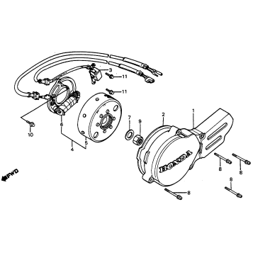 LEFT CRANKCASE COVER + ALTERNATOR 83