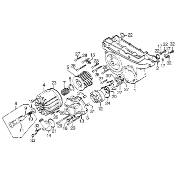 TRANSMISSION COVER + WATER PUMP + OIL FILTER