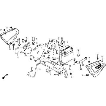CX500C SIDE COVER + BATTERY