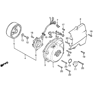 LEFT CRANKCASE COVER + ALTERNATOR