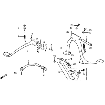 GEARSHIFT PEDAL + BRAKE PEDAL + MAINSTAND