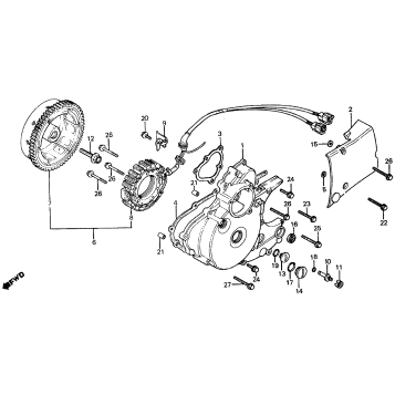 LEFT CRANKCASE COVER + ALTERNATOR