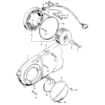 LEFT CRANKCASE COVER + ALTERNATOR