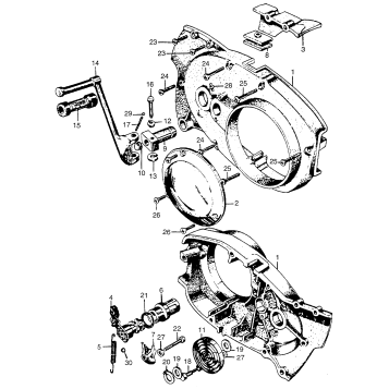 KICK STARTER + RIGHT CRANKCASE COVER