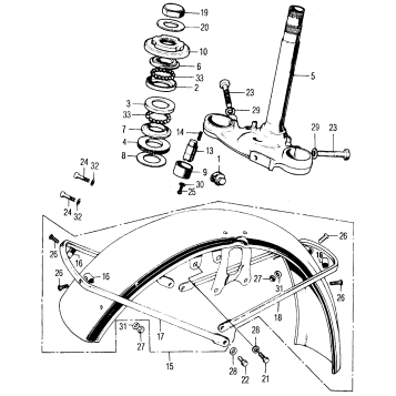 STEERING STEM + FRONT FENDER