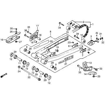 SWINGARM + DRIVE CHAIN 83