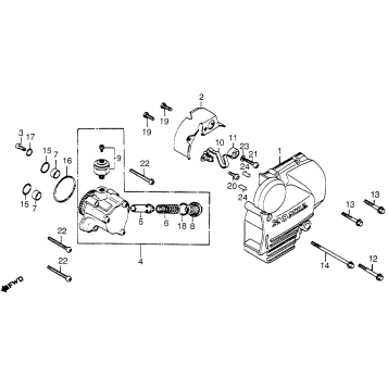LEFT CRANKCASE COVER + OIL PUMP