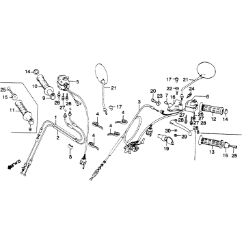 HANDLE LEVER + CABLE + SWITCH + MIRROR