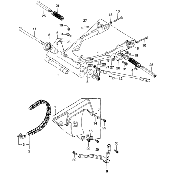 SWINGARM + DRIVE CHAIN K1-K2