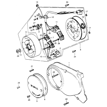 LEFT CRANKCASE COVER + ALTERNATOR