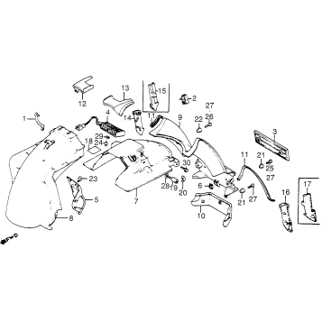 120I/A/LREAR FENDER 84-85