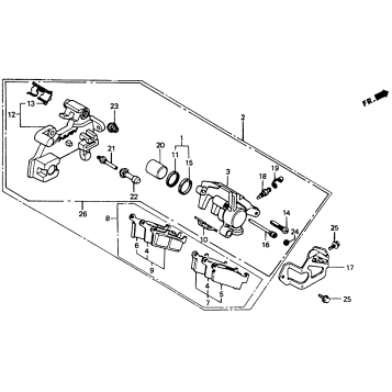 REAR BRAKE CALIPER 92-95