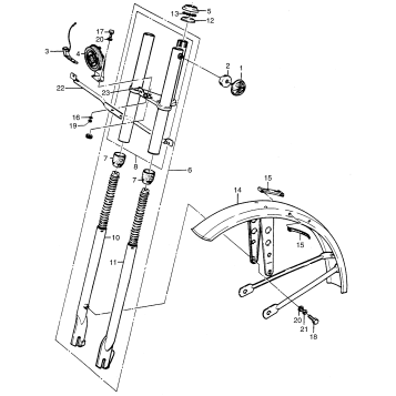 FRONT FORK + FRONT FENDER + HORN