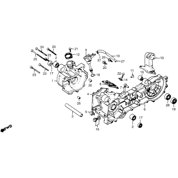 CRANKCASE + OIL PUMP + REED VALVE 80