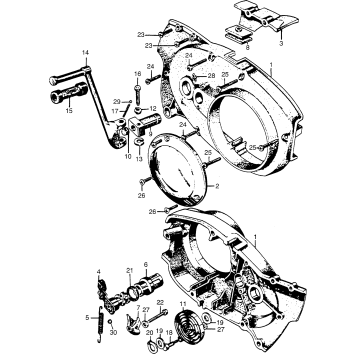 KICK STARTER + RIGHT CRANKCASE COVER