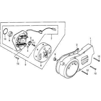 LEFT CRANKCASE COVER + ALTERNATOR