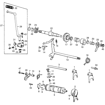 KICK STARTER + SHIFT SPINDLE + SHIFT DRUM