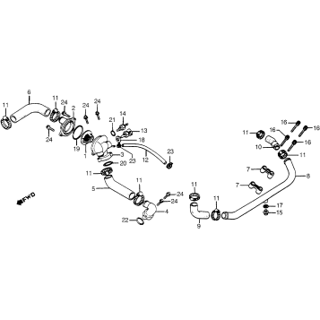 THERMOSTAT + WATER PIPE
