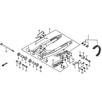 SWINGARM + DRIVE CHAIN 82