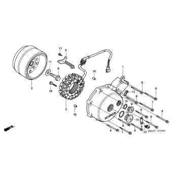 LEFT CRANKCASE COVER + GENERATOR
