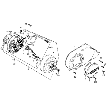 LEFT CRANKCASE COVER + ALTERNATOR