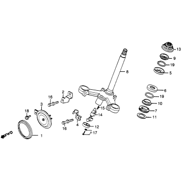 STEERING STEM + HORN