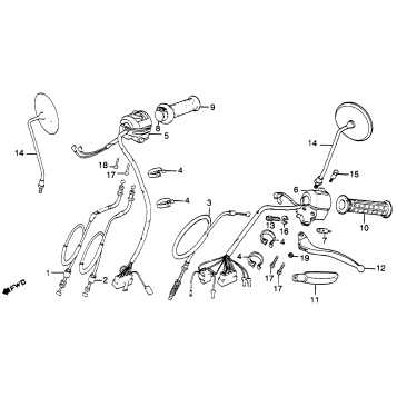 CM450C CONTROL LEVERS + SWITCHES + CABLES