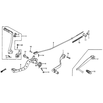 SHIFT PEDAL + BRAKE PEDAL + KICK STARTER ARM 82-83