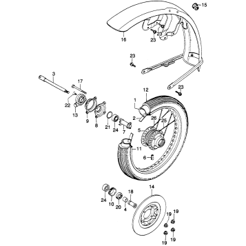 CB360G FRONT FENDER + FRONT WHEEL + DISC