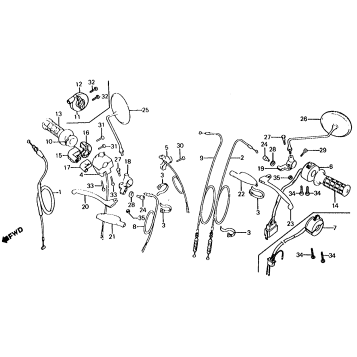 CONTROL LEVERS + SWITCH + CABLE