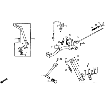 BRAKE PEDAL + GEARSHIFT PEDAL + KICK STARTER ARM 81-85
