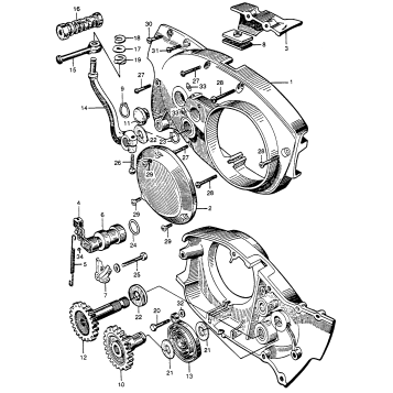 KICK STARTER ARM + RIGHT CRANKCASE COVER