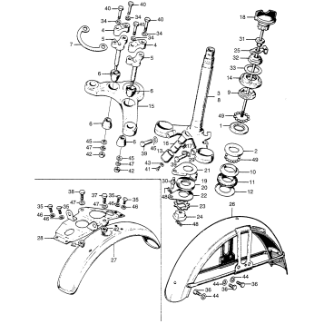 CB/CL175STEERING STEM + FRONT FENDER