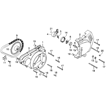 LEFT CRANKCASE COVER + STARTING CHAIN