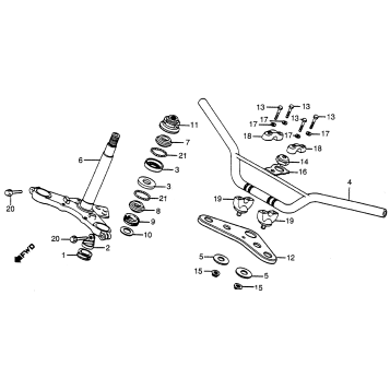 HANDLEBAR + TOP BRIDGE + STEERING STEM 83-84