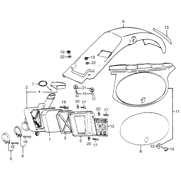REAR FENDER + AIR CLEANER + SIDE COVER