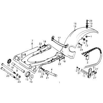 SWINGARM + REAR FENDER M1-76