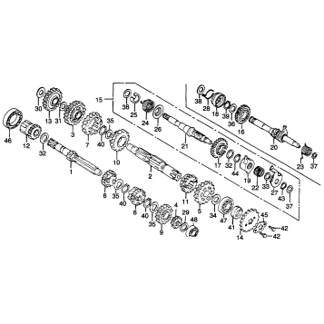 TRANSMISSION + KICK STARTER SPINDLE