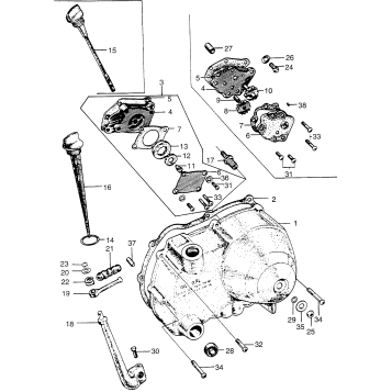 RIGHT CRANKCASE COVER + OILPUMP
