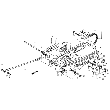 SWINGARM + DRIVE CHAIN 81