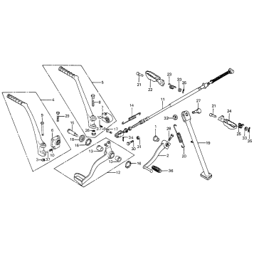 CHANGE + BRAKE PEDAL + KICK STARTER ARM