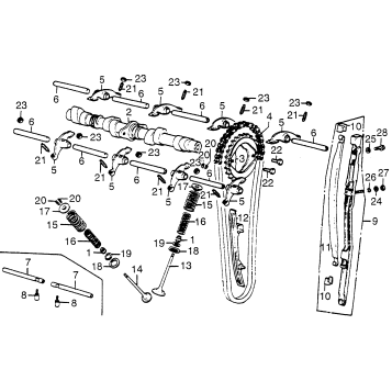 CAMSHAFT + VALVE + TENSIONER