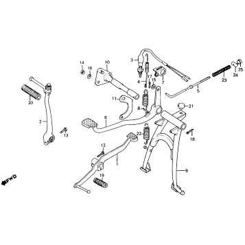 MAIN STAND + BRAKE PEDAL + GEARSHIFT PEDAL